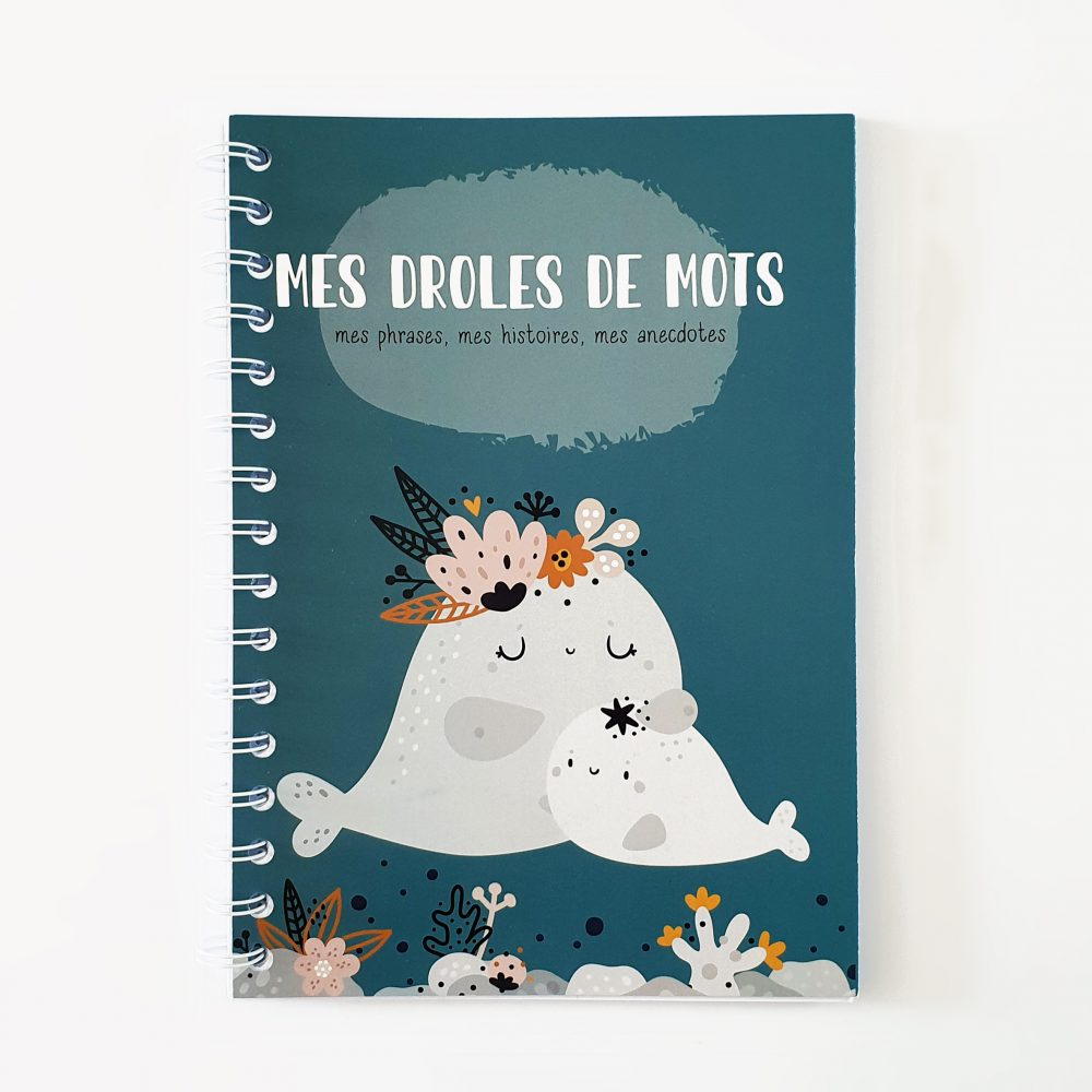 Carnet de notes "Mes drôles de mots" pour souvenir d'enfants - Baleine